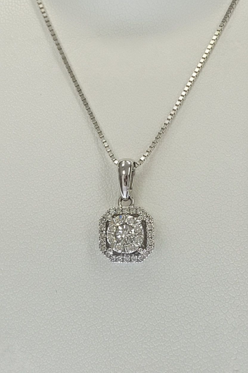 10k small diamond pendant with necklace white gold