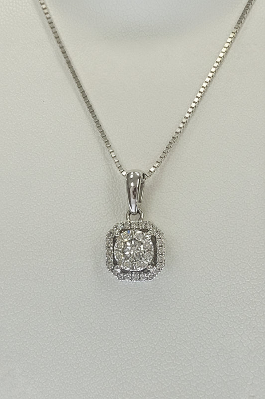 10k small diamond pendant with necklace white gold