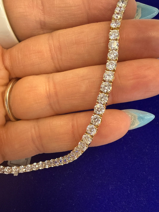 14k tennis bracelet yellow gold 7.00ct diamond with certificate