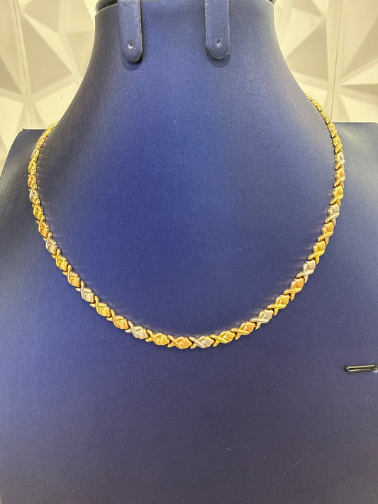 14k necklace shoker kiss and huggs 3 color