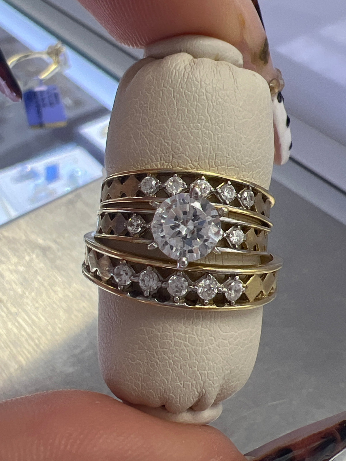 14k trio set wedding engagement