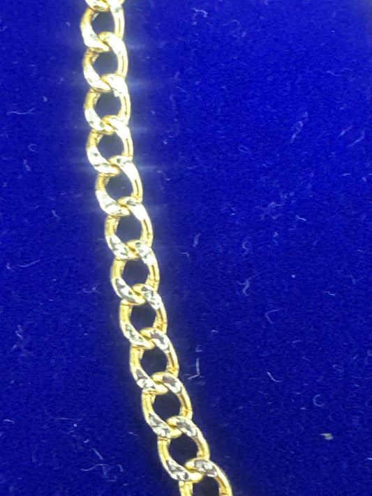 14k Necklace cuban style  2 tones 20” hollow