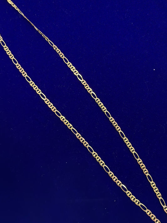 14k figaro with lines 22"