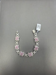 Silver moissante bracelet with pink butterflies 3.83ct