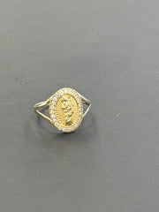 14k anillo de la virgen oval shape