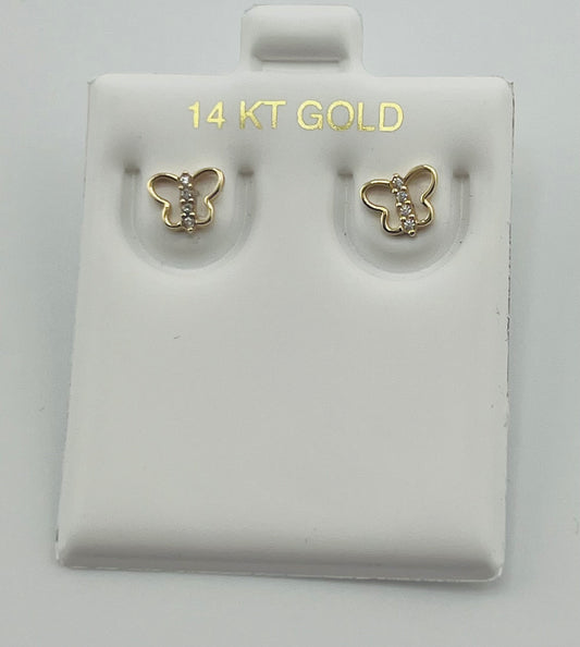 Baby earing butterfly with stones