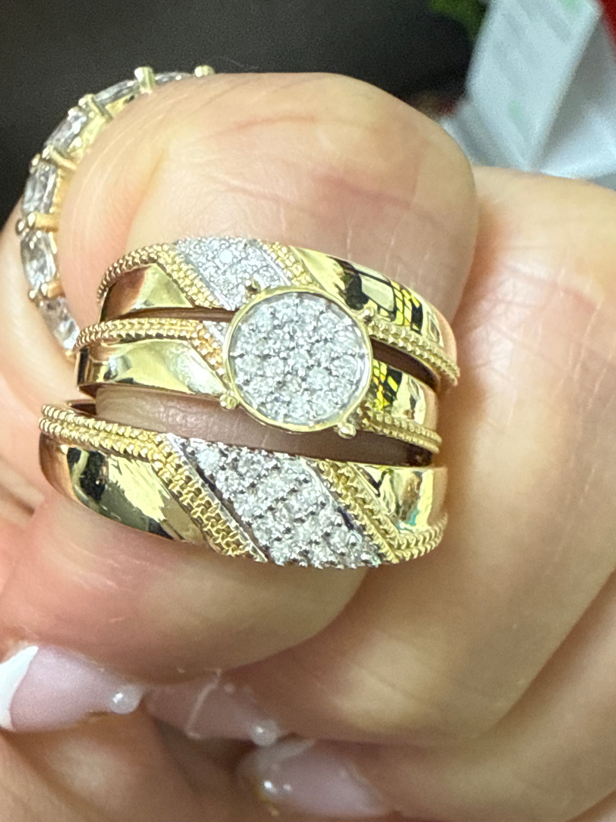 10k trio set wedding engagement diamond 0.25 ct