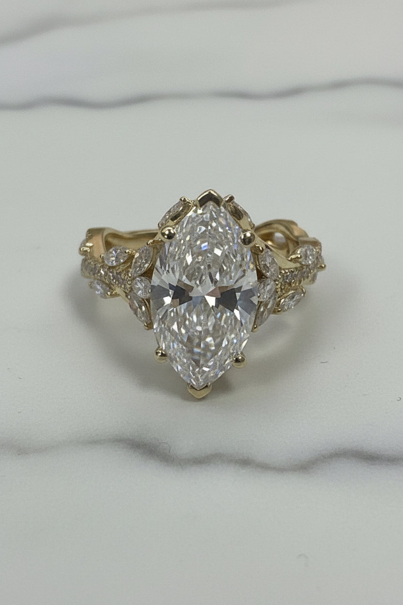 14k diamond engagement ring marquese brilliant lab grown diamond 4.02CT