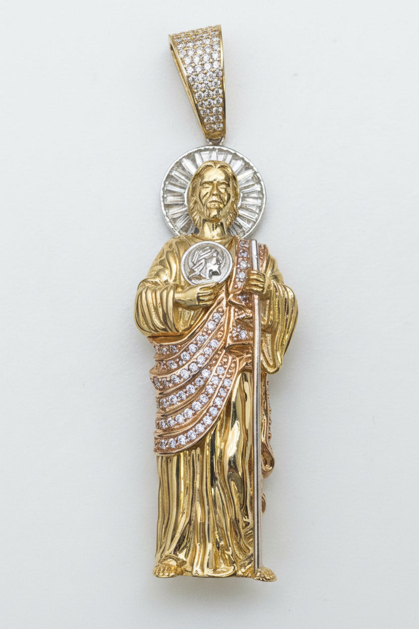14k Heart Christian pendant san Judas 17.07g