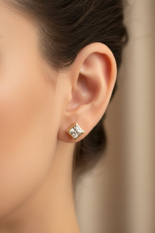 14k earrings 4mm square stone