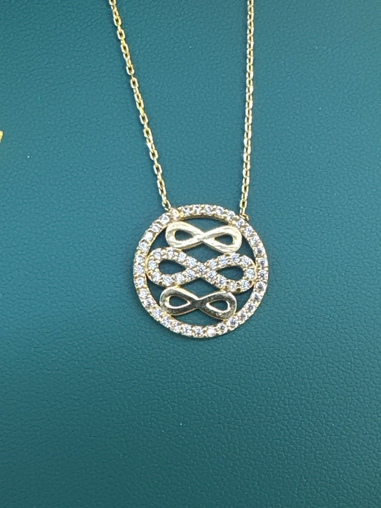 14k Necklace chocker  3 infinity symbols