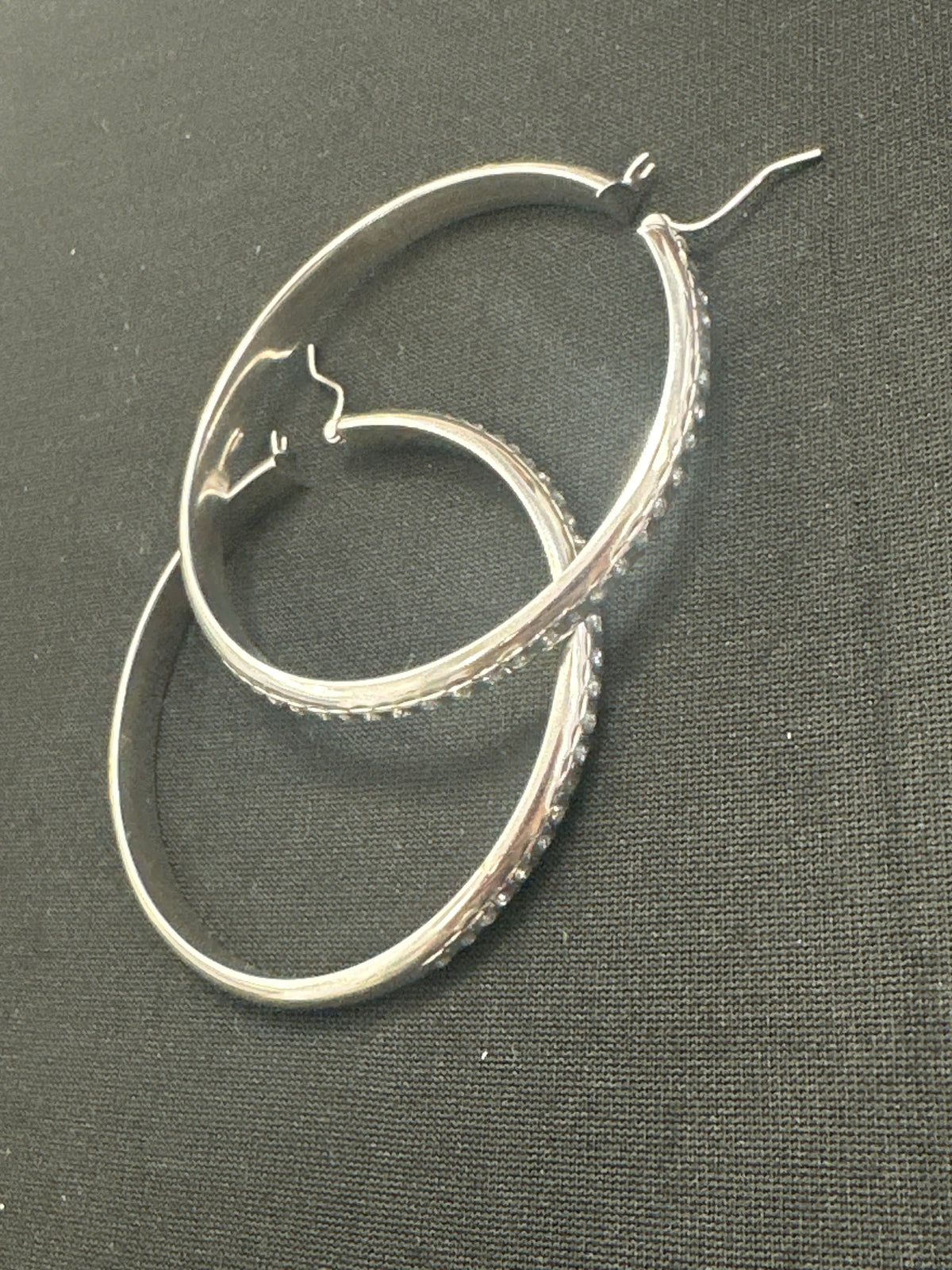 14k Earring big hoop white gold