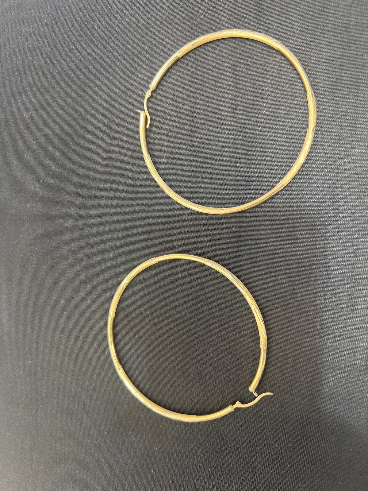 14k Earring big hoop diamond cut 3 inches