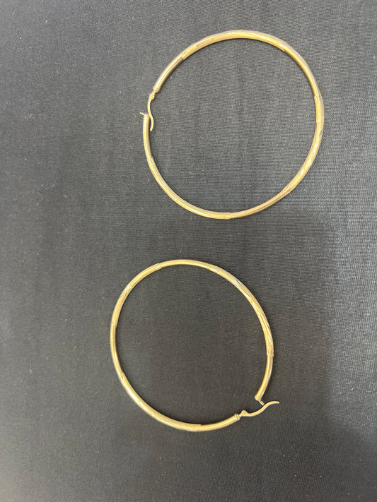 14k Earring big hoop diamond cut 3 inches