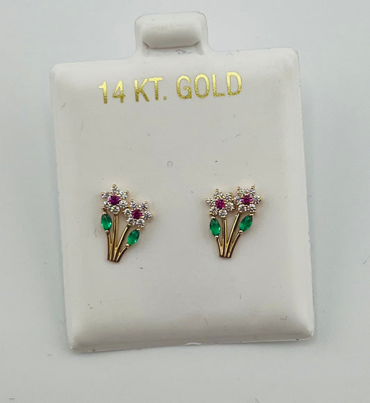 Baby earing flowers