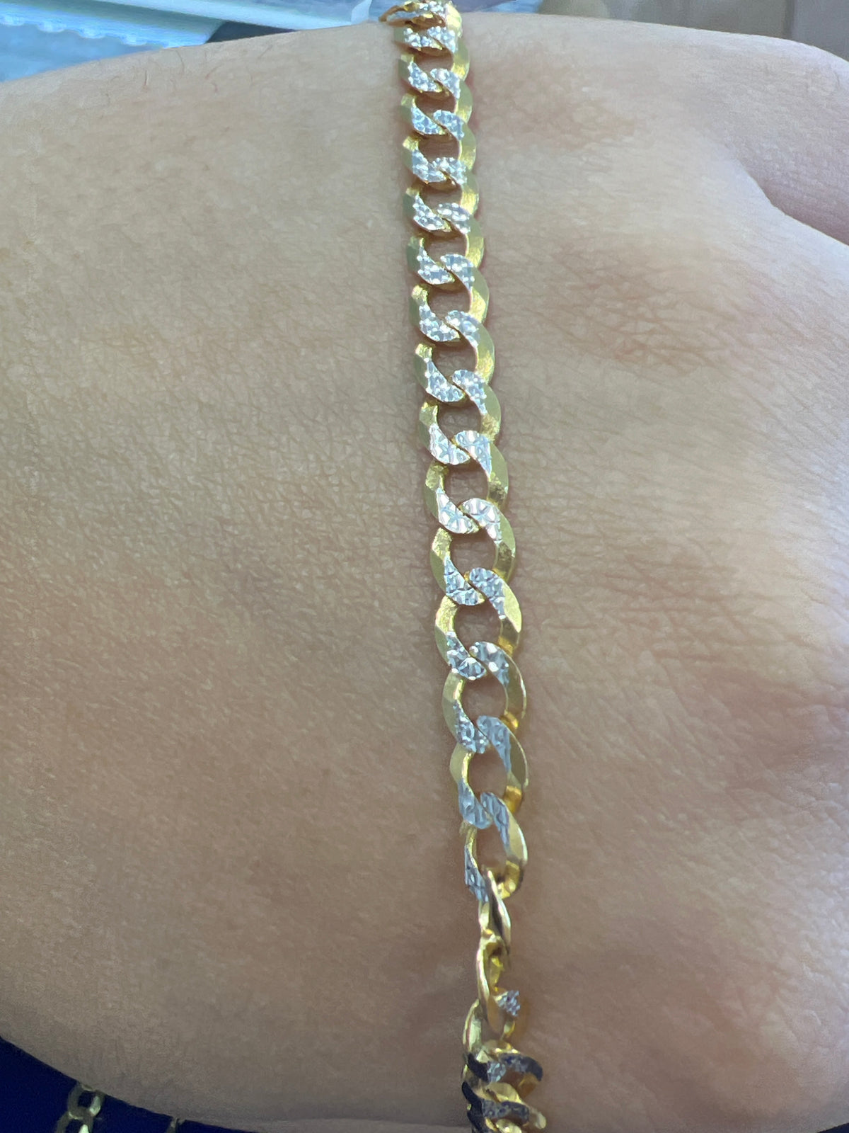 14k cuban link two tone white diamond cut cut 18” long 4.6mm