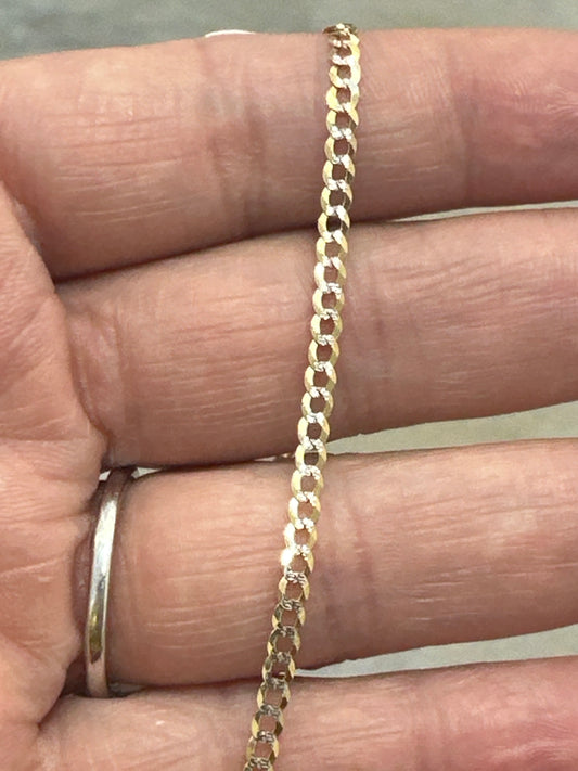 14k Necklace cuban style two tones  24”