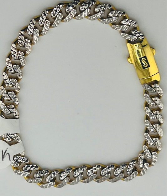 10k Monaco bracelet 2 tones 8” long