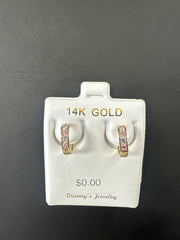 14k huggies pink
