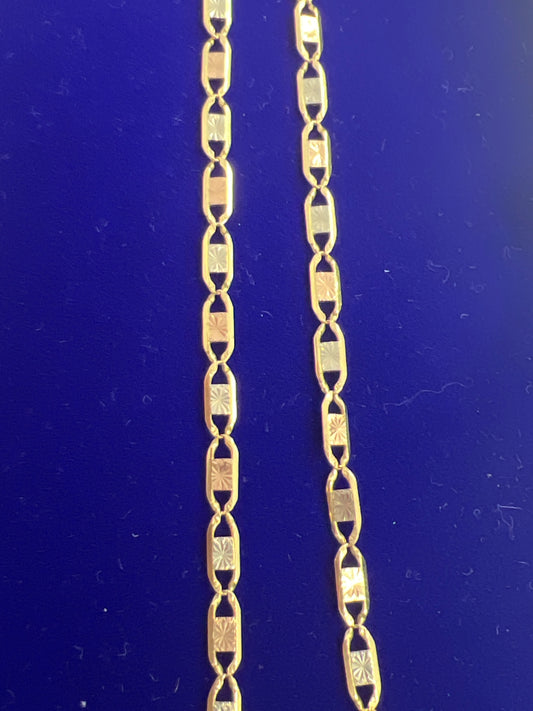 Tri-colored 14k valentino necklace 22” 7.7g 3mm