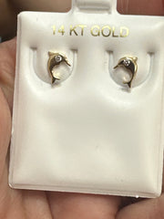 14k Baby and ladies earing dolphin push back