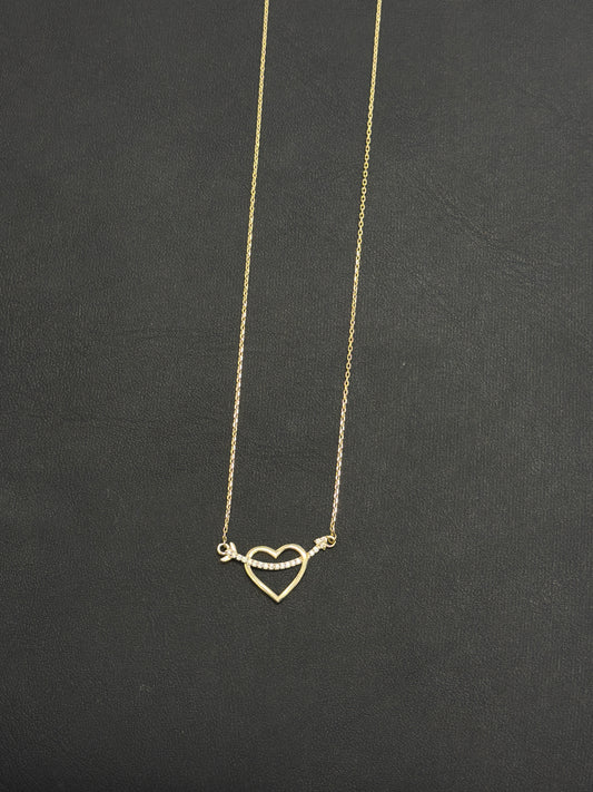 14k Heart necklace with arrow going through