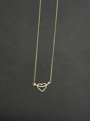 14k Heart necklace with arrow going through