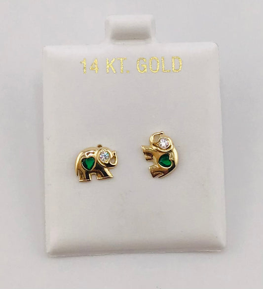 Baby earing elephant with green heart