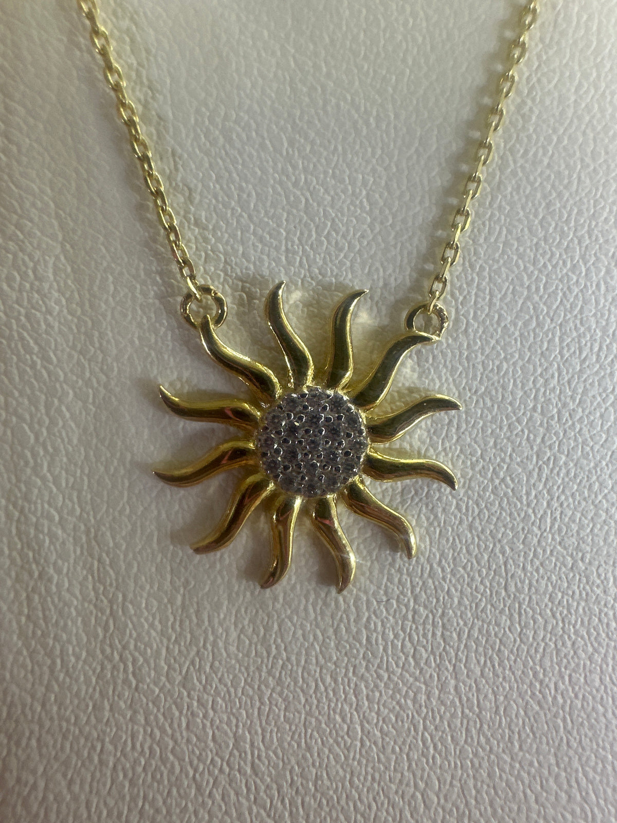 14k sun Necklace con piedras 2.98g