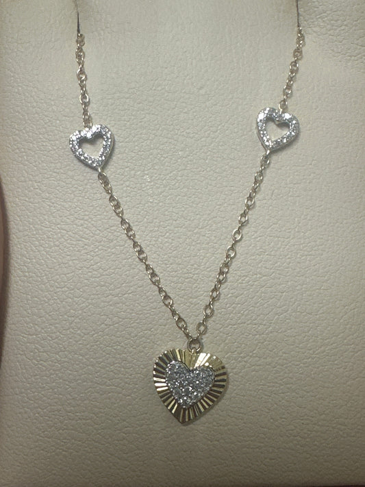 10k diamond pendant with necklace yellow gold heart