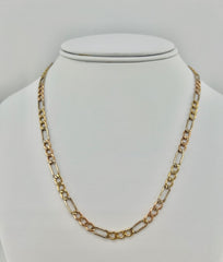 14k Necklace tri-colored figaro style 18”