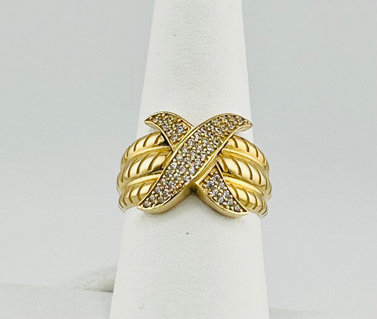 14k “x” ring with stones