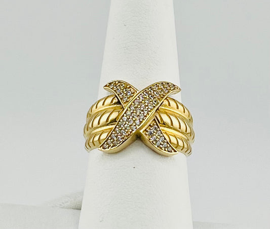 14k “x” ring with stones