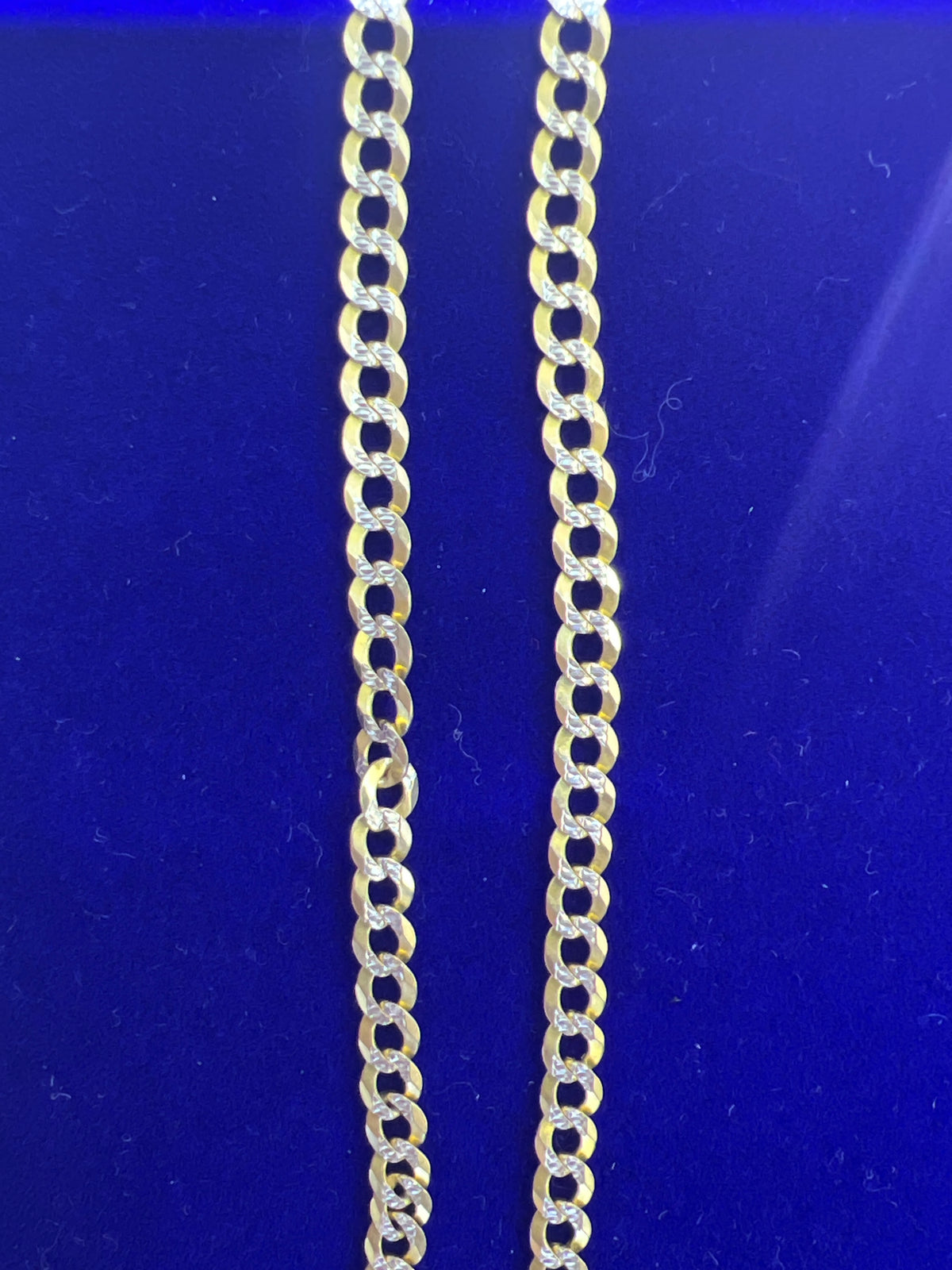 14k yellow gold cuban style white diamond cut necklace 24” 9.51g