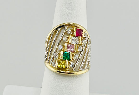 14k multi-colored stone size 7
