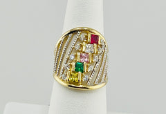 14k multi-colored stone size 7