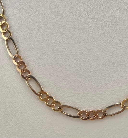 14k Necklace tri-colored figaro style 18”