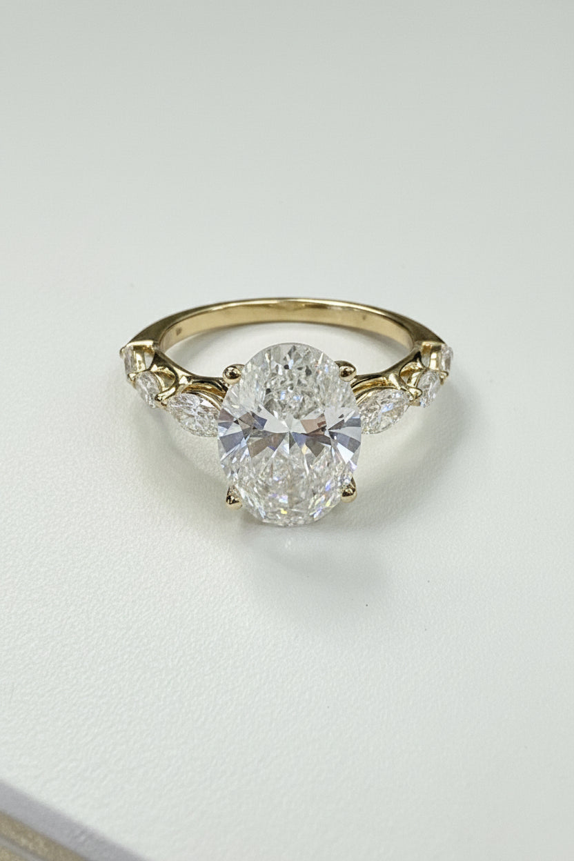 14k solitaire ring LADIES ENGAGEMENT RING 1 CT OVAL DIAMOND yellow gold