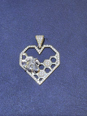 14k heart pendant with CZ stones bee