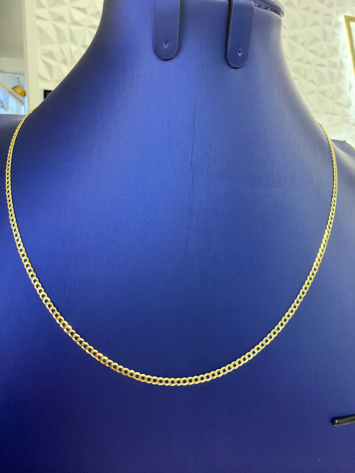 14k Necklace cuban style plain yellow solid gold chocker 20” 4 grams 2.2mm