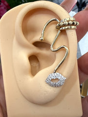 14k earring piercing kiss with stones