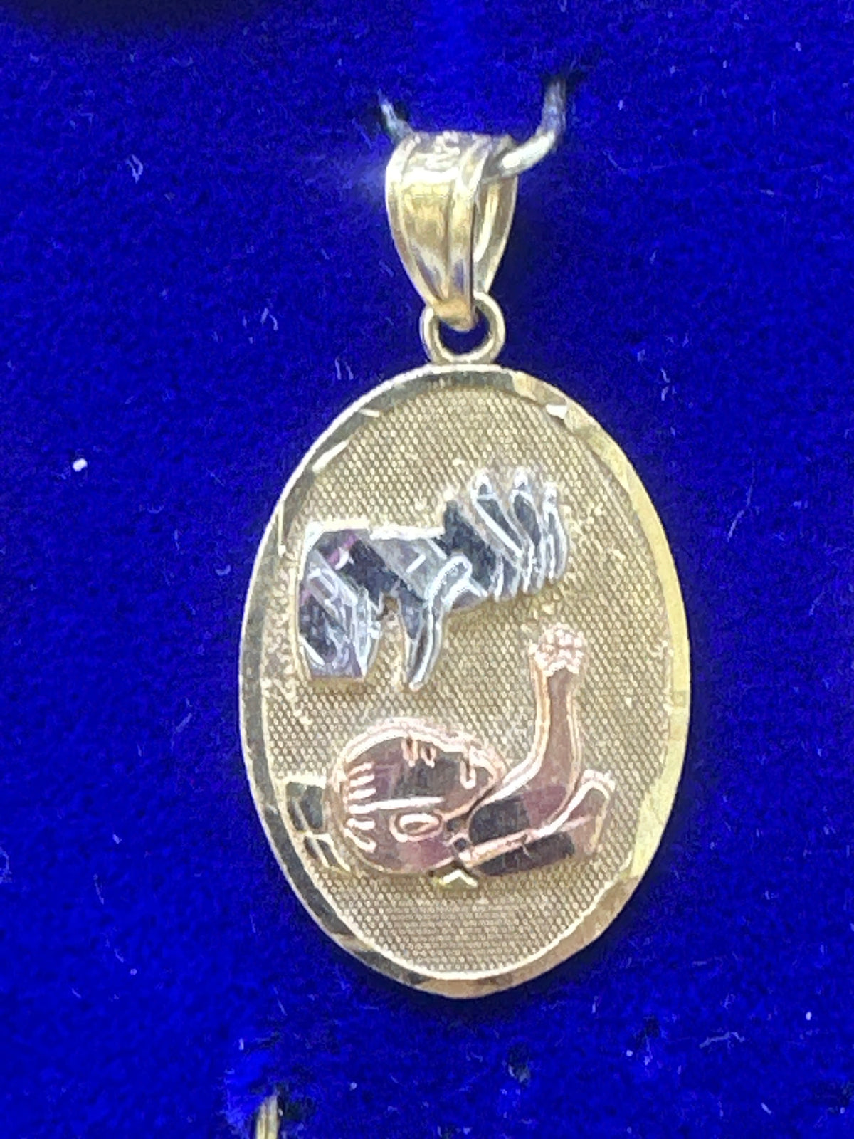 14k Tricolor Christian pendant bautizo
