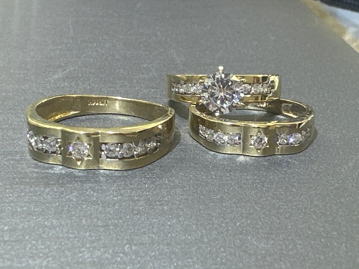 14k trio set wedding engagement
