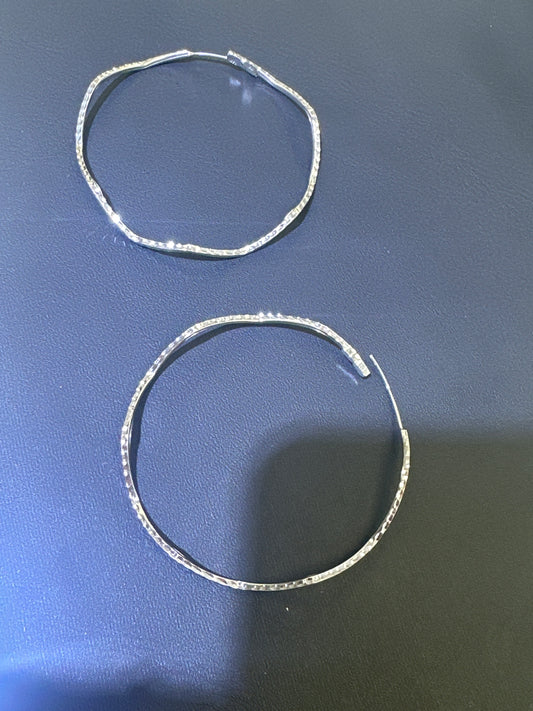 14k Earring big hoop white gold star shape