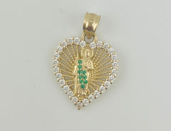14k Heart Christian pendant san Judas