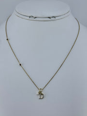 10k letter D necklace with diamond ruby and pearl