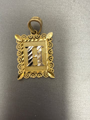 14k letter H pendant with crown on Cz’s stones 2.04
