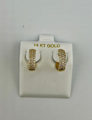 14k ladies earring hoop with stones hugies