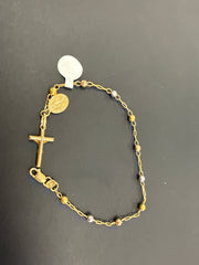 14k Anklet and hand bracelet tricolor rosary