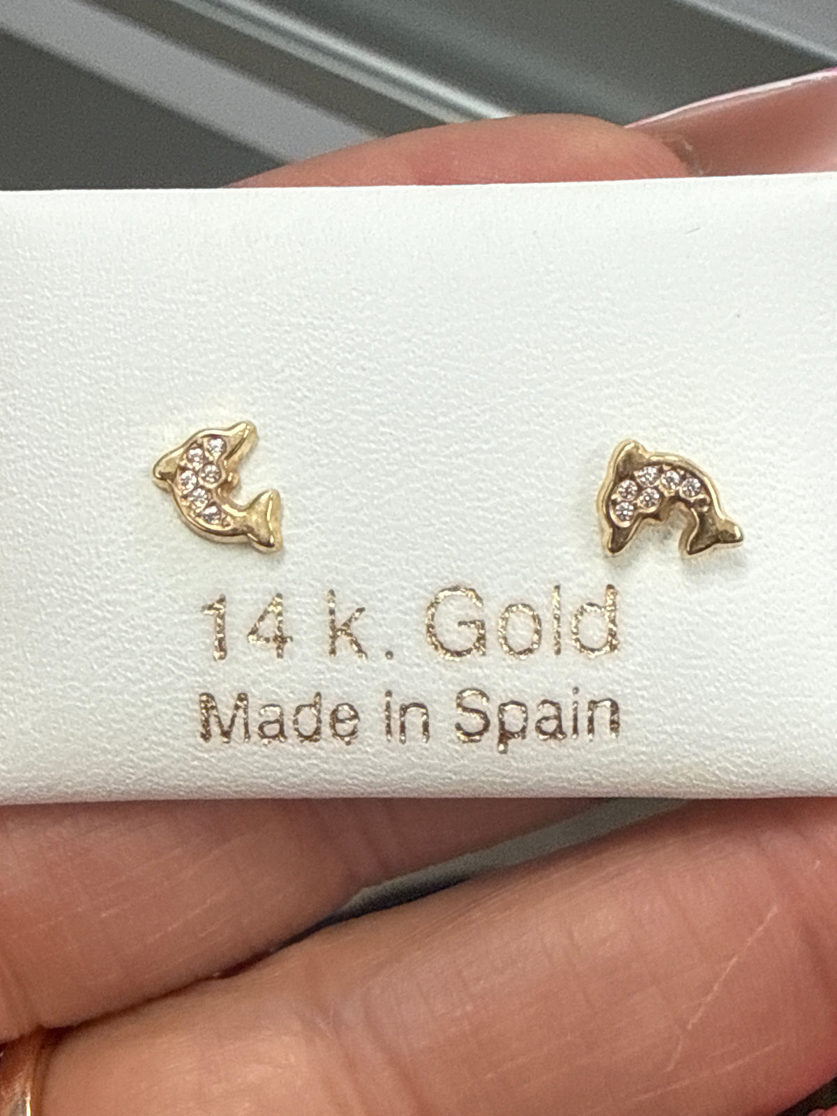 14  earrings dolphins screw back